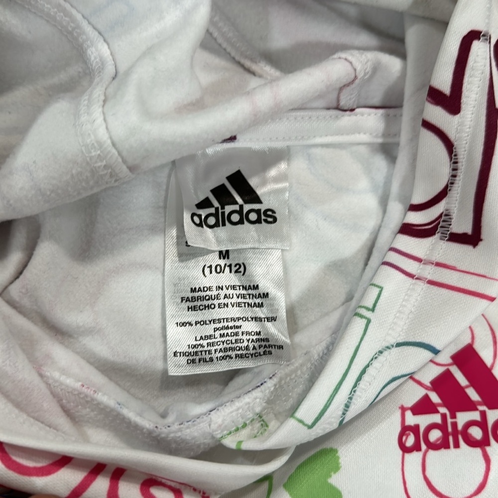 Adidas Hoodies size M (10-12) Youth Girl Sweatshirt. White- Multicolor - Picture 4 of 5